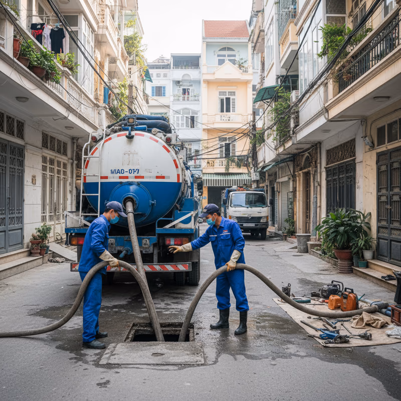 Dịch vụ hút bể phốt tại KĐT Ciputra: quy trình cho biệt thự cao cấp