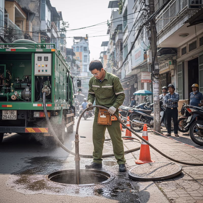 Tiến trình thông tắc cống chuyên nghiệp tại Gia Lâm