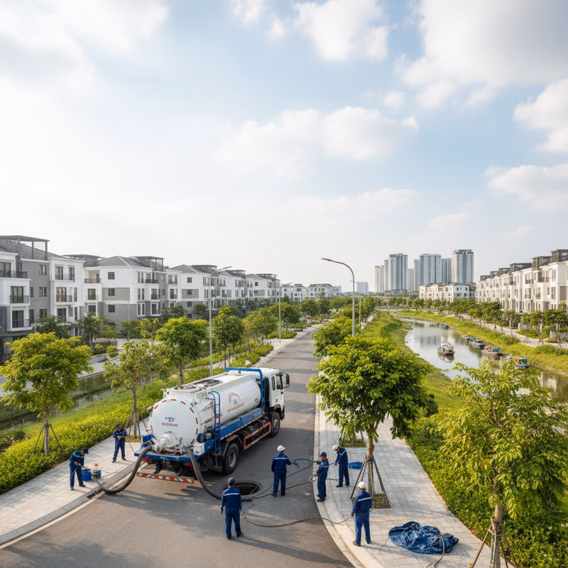 Giải pháp thông tắc cống tại Ecopark - Tiêu chuẩn xanh, không gây ồn