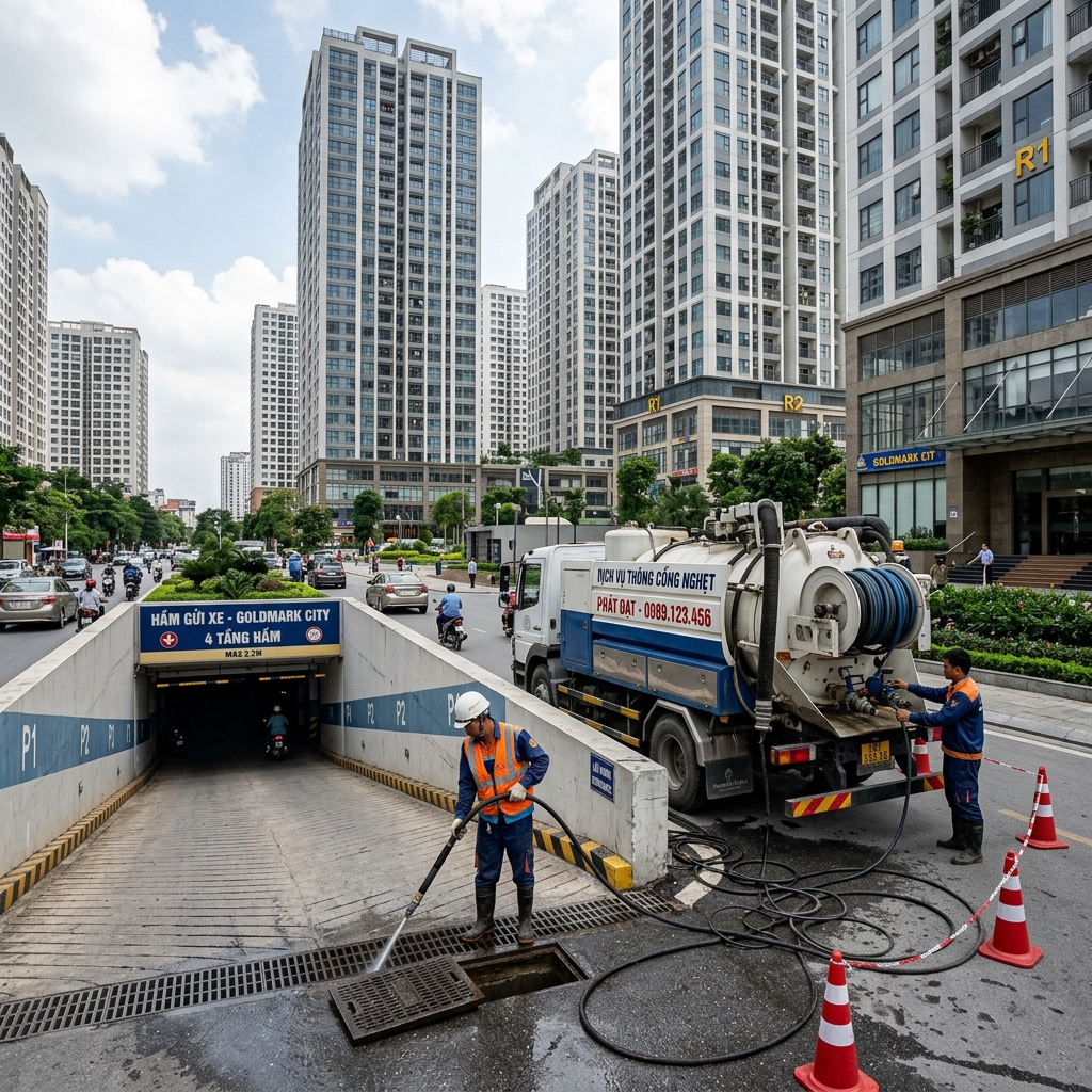 Thông Tắc Cống Tại Goldmark City: Giải Pháp Xe Bồn Công Suất Lớn