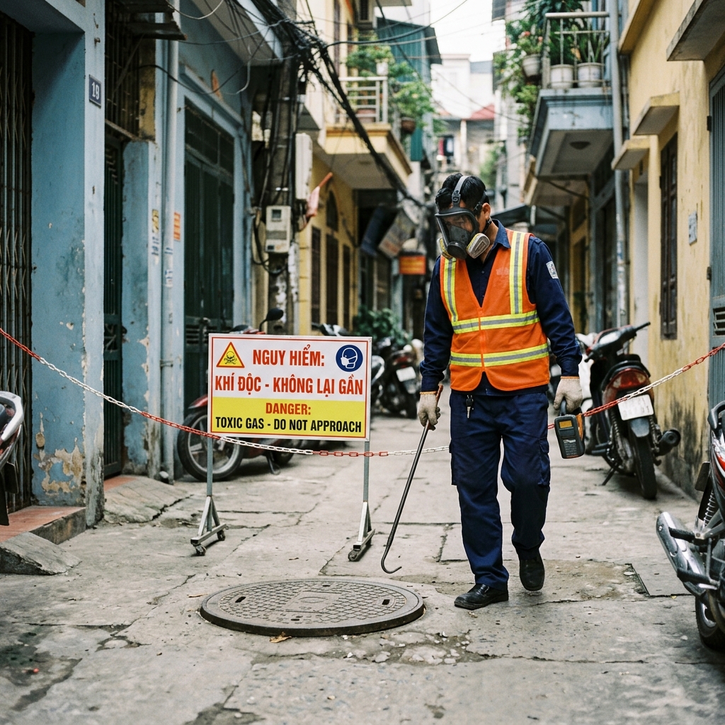 Vì Sao Không Nên Tự Mở Nắp Bể Phốt? Nguy Hiểm Khí H2S & CH4